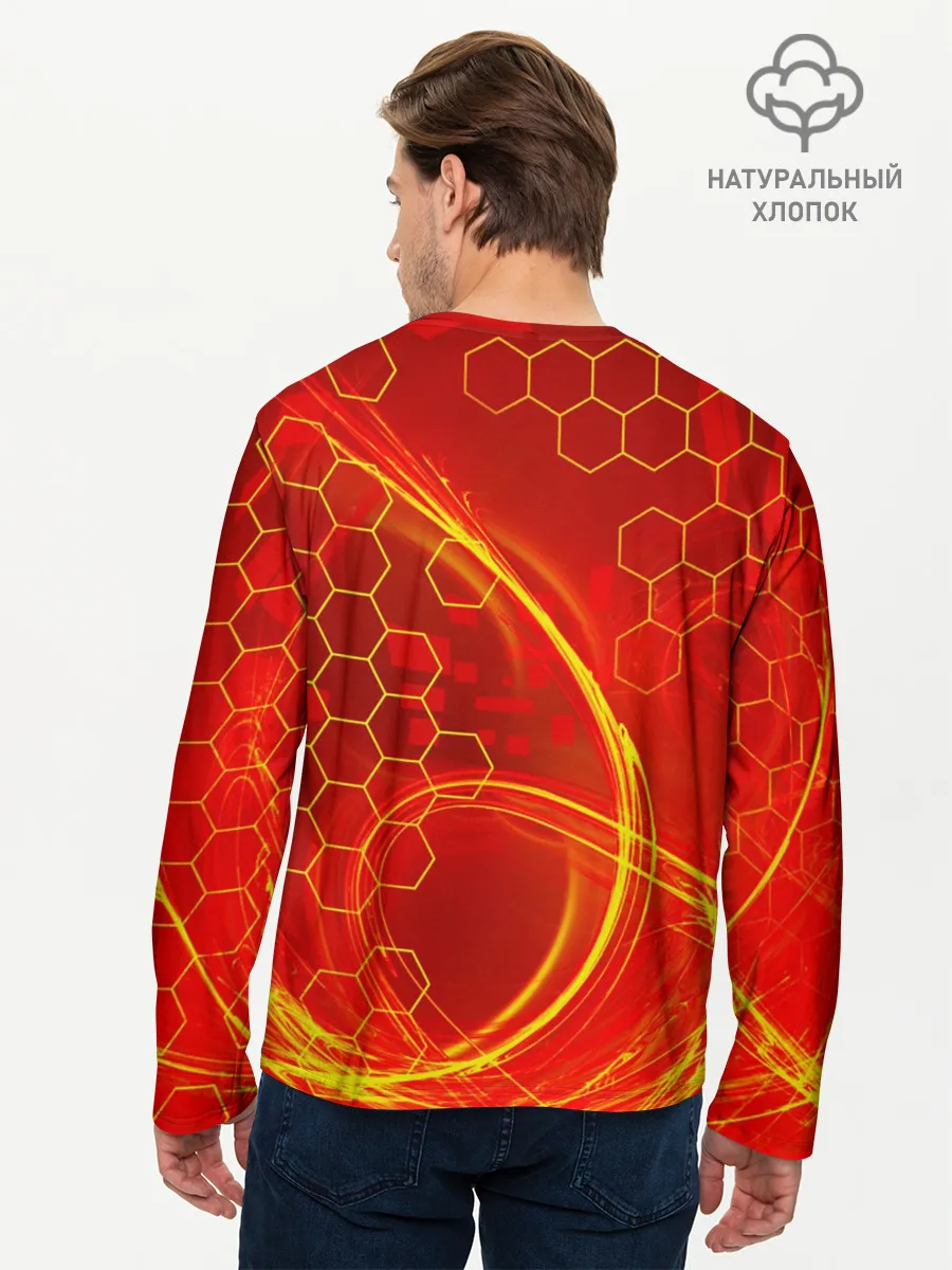 Мужской лонгслив базовый / Неоновый Огонь