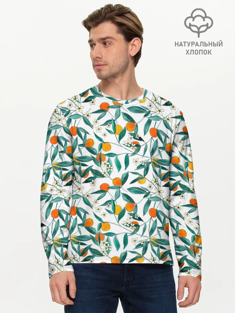 Мужской лонгслив базовый / Оранжевое лето