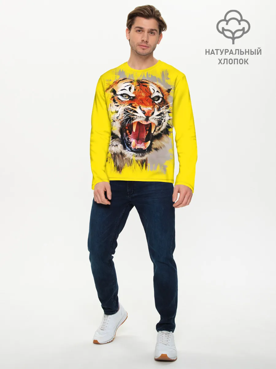 Мужской лонгслив базовый / Оскал тигра