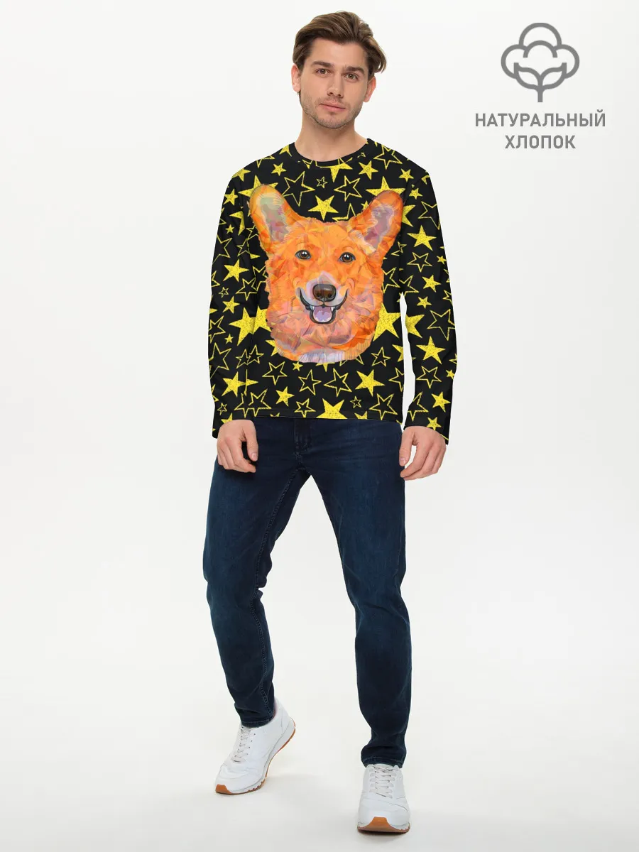 Мужской лонгслив базовый / Corgi | Stars
