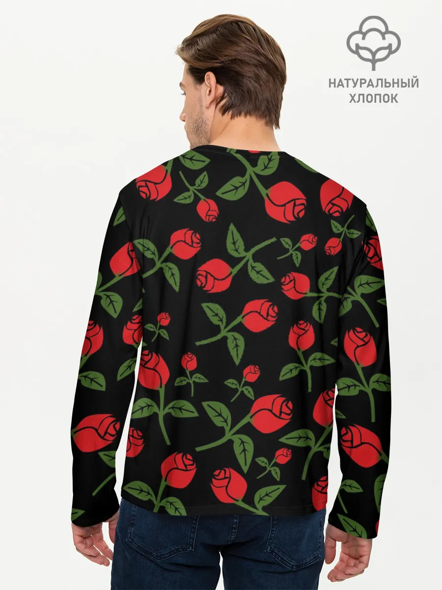 Мужской лонгслив базовый / Skull | Roses