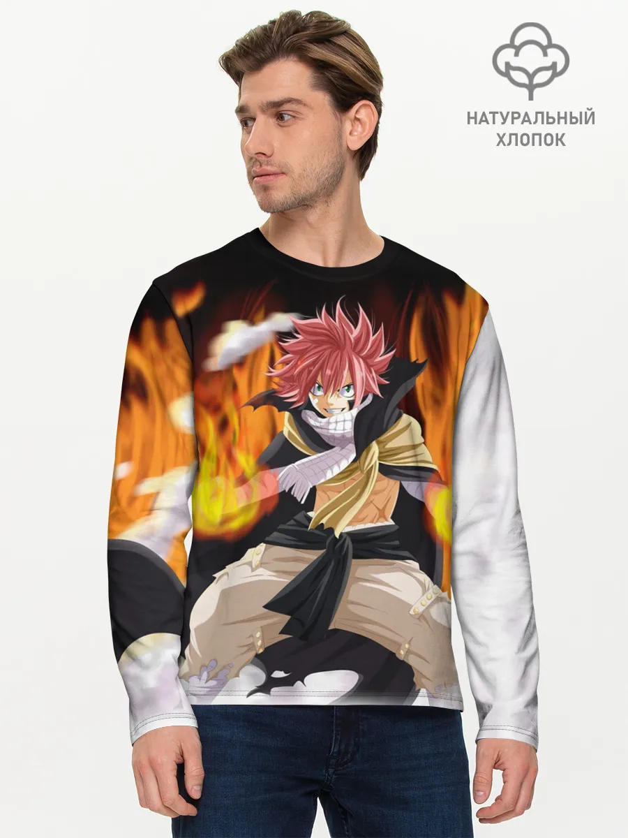 Мужской лонгслив базовый / Fairy Tail воинственный Нацу