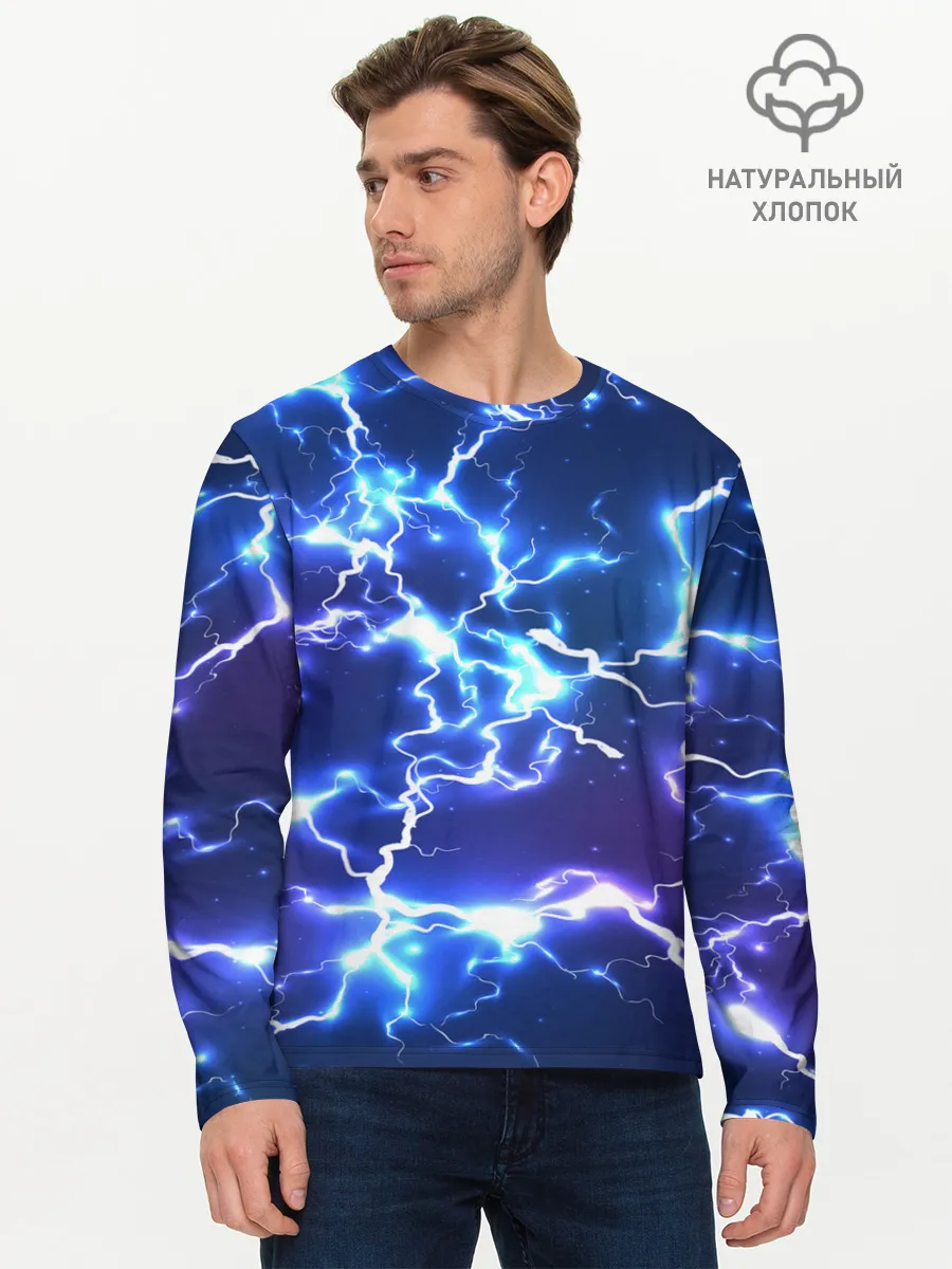 Мужской лонгслив базовый / СВЕТЯЩИЕСЯ МОЛНИИ | NEON FLASH
