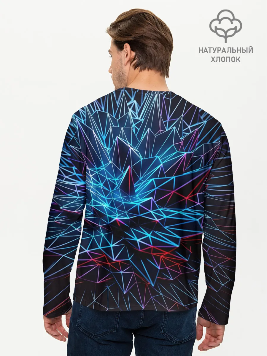 Мужской лонгслив базовый / Синяя абстракция