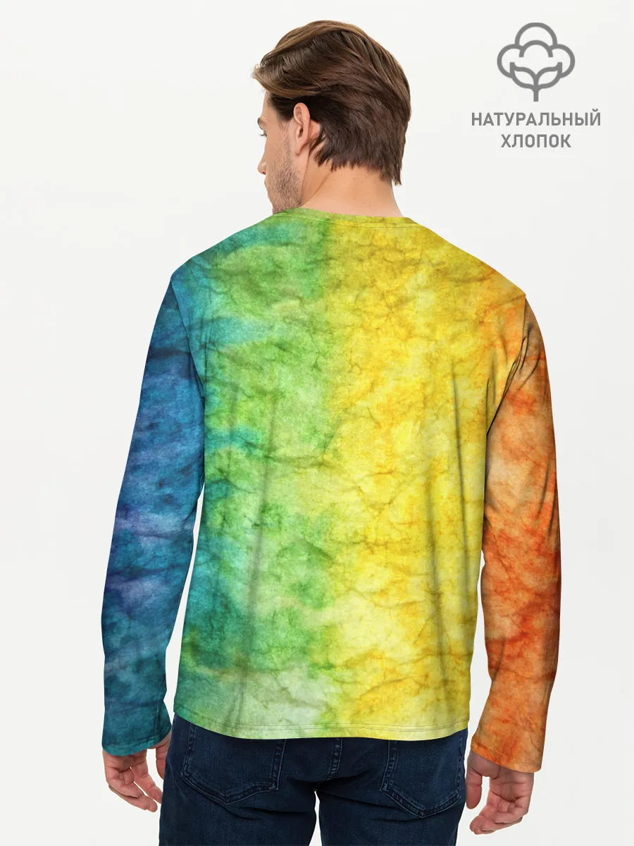 Мужской лонгслив базовый / разноцветный акварель градиент