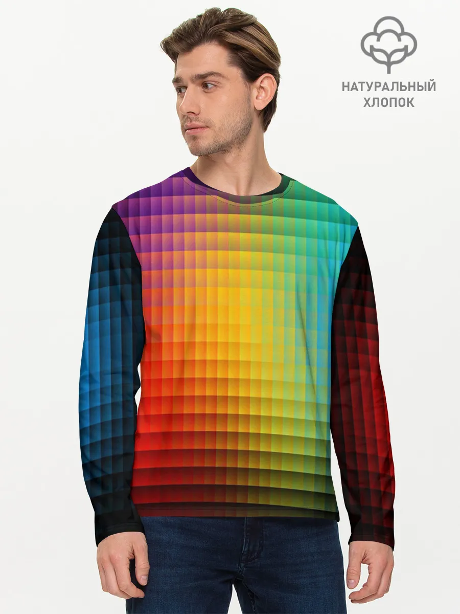 Мужской лонгслив базовый / Радужный градиент