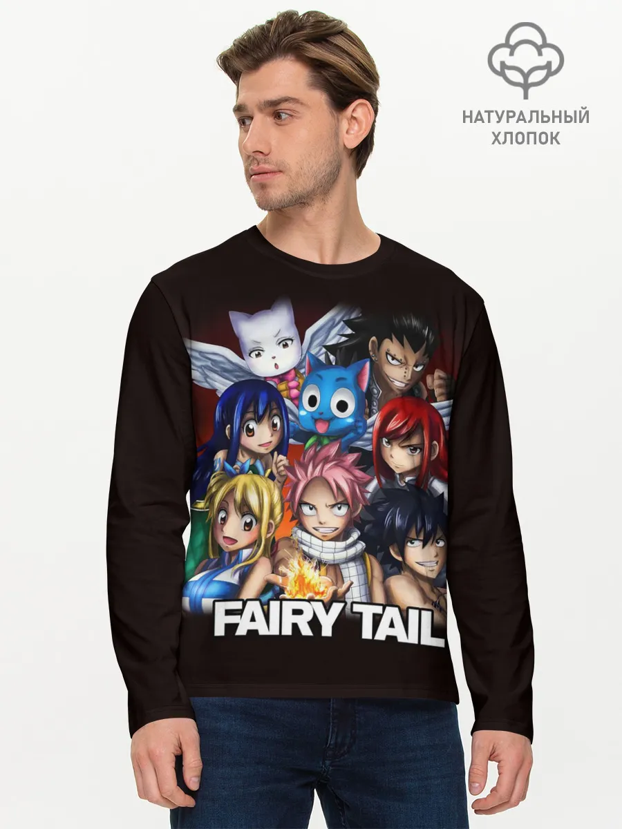 Мужской лонгслив базовый / Fairy Tail logo and heroes