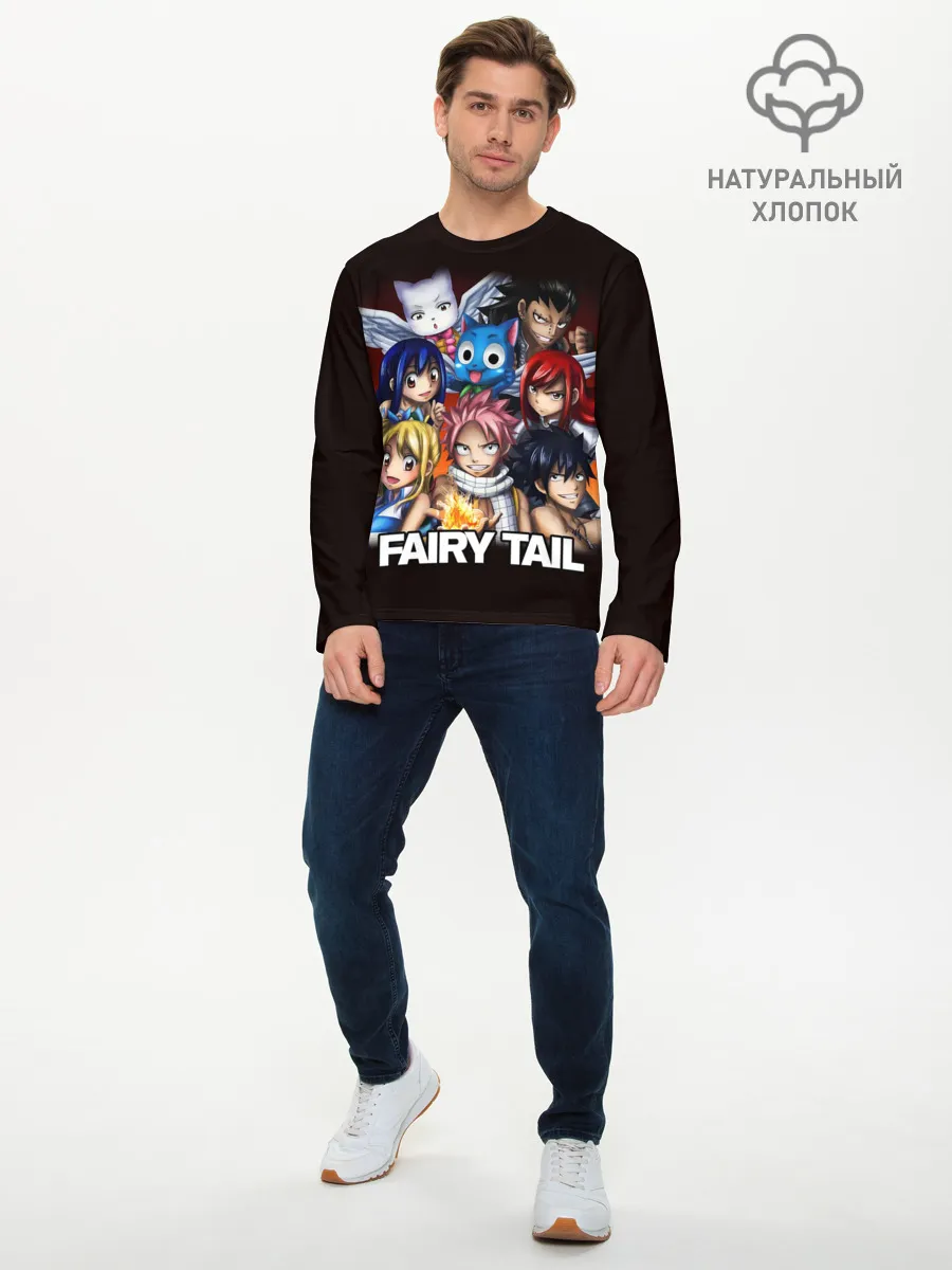 Мужской лонгслив базовый / Fairy Tail logo and heroes