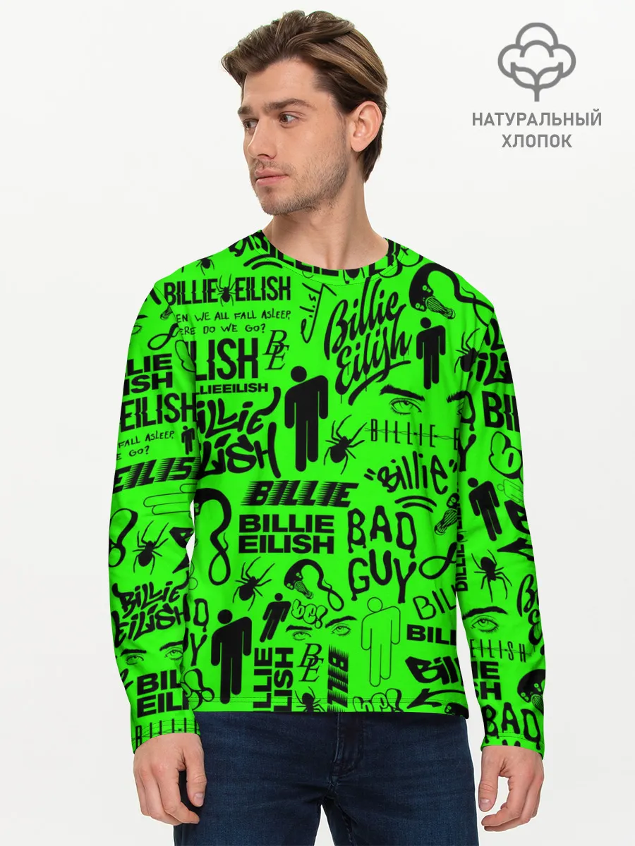 Мужской лонгслив базовый / BILLIE EILISH | БИЛЛИ АЙЛИШ LOGOBOMBING