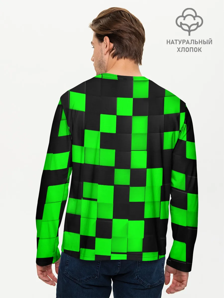 Мужской лонгслив базовый / ЗЕЛЕНЫЕ КУБИКИ