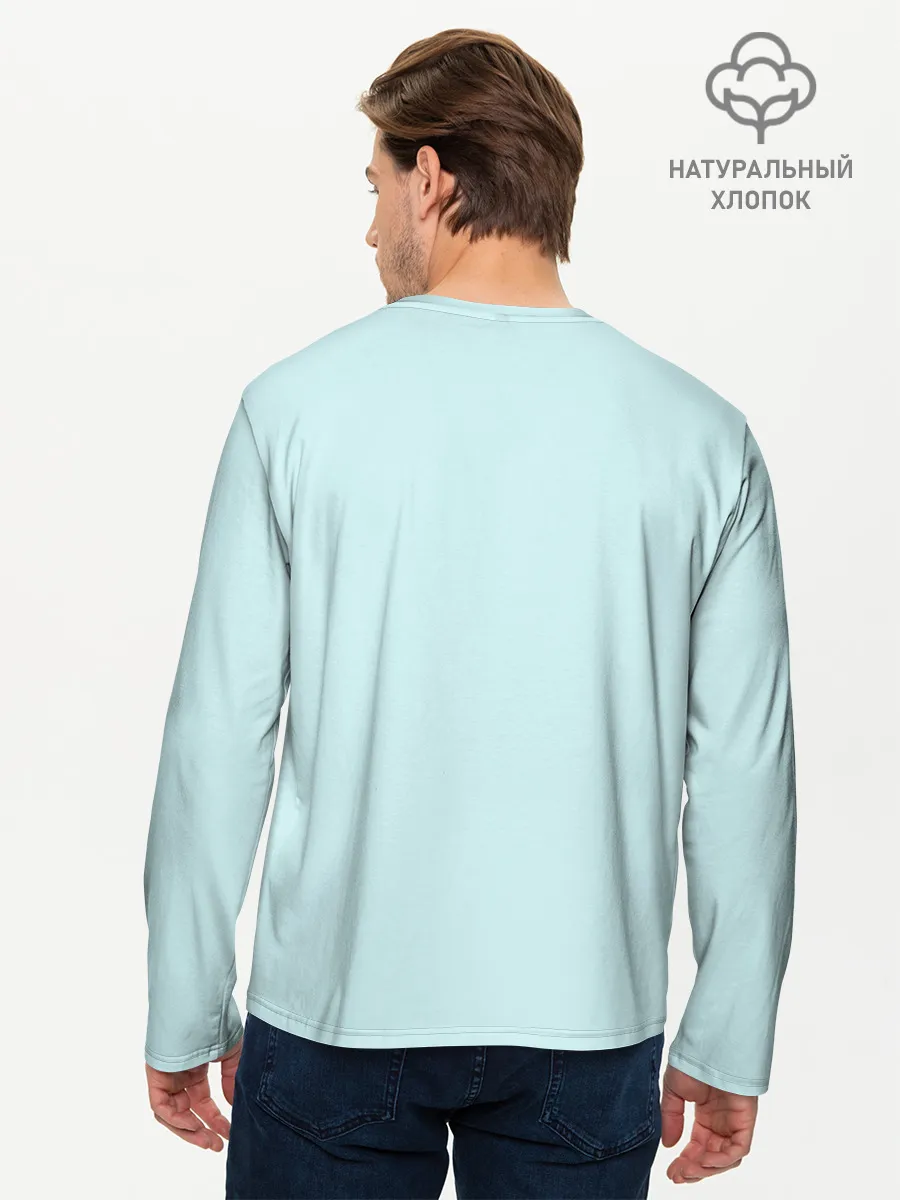 Мужской лонгслив базовый / Белый котенок с клубком милый