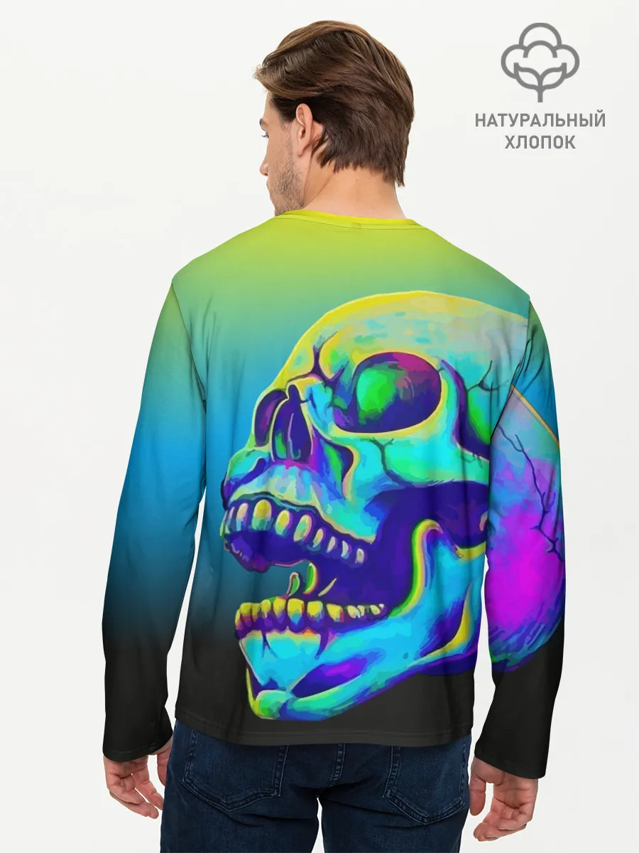 Мужской лонгслив базовый / Neon skull