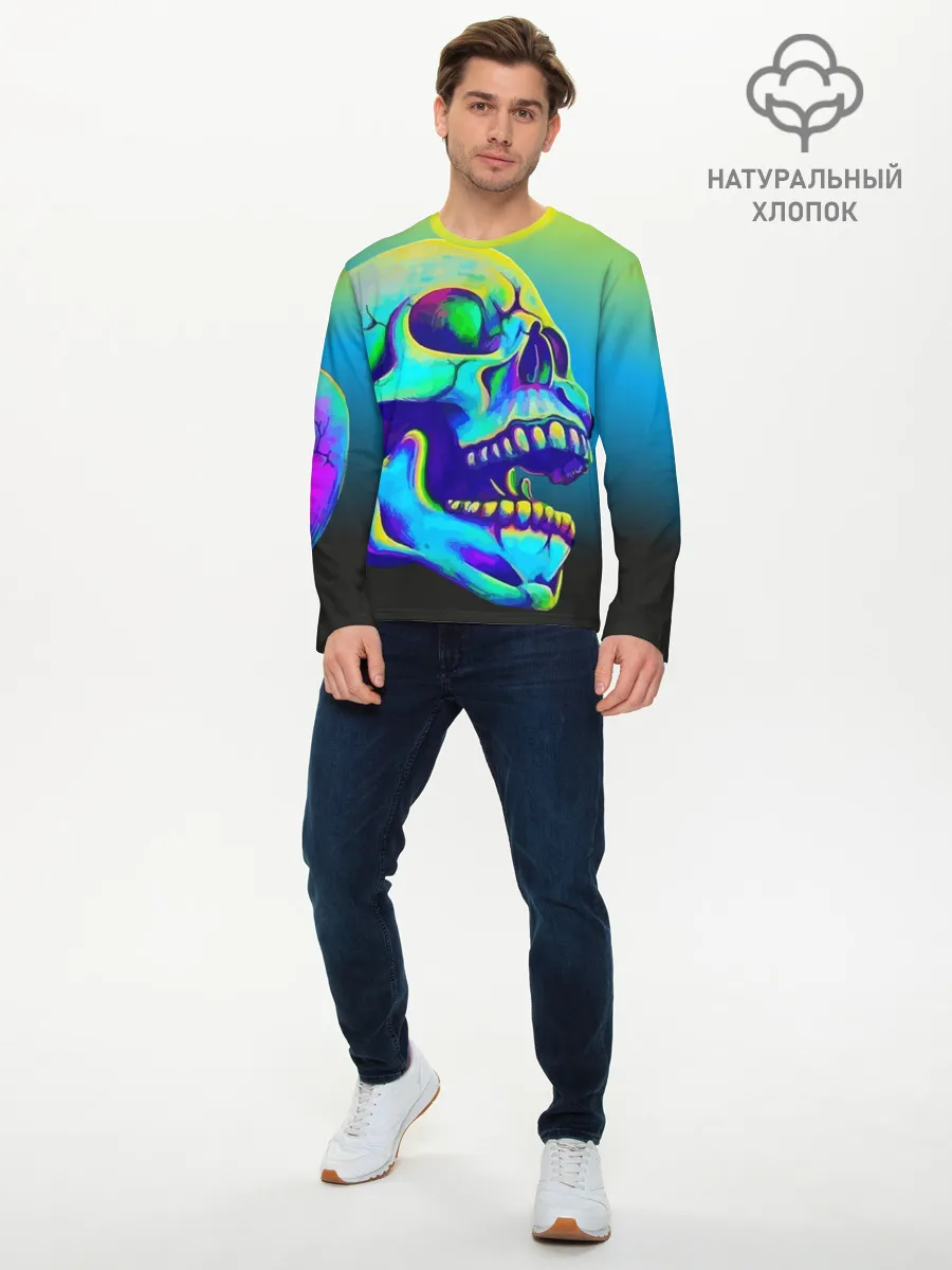 Мужской лонгслив базовый / Neon skull