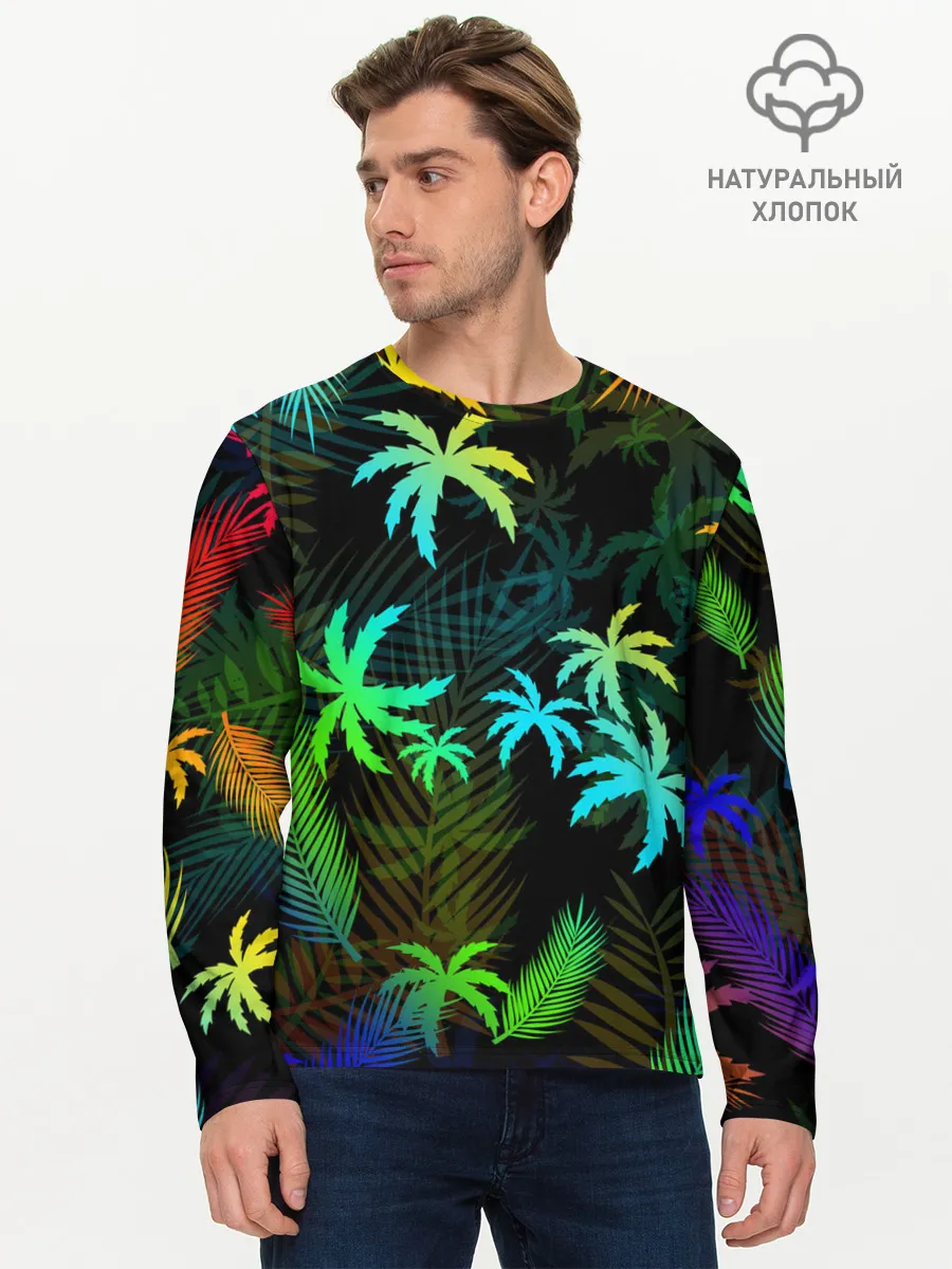 Мужской лонгслив базовый / ПАЛЬМЫ / ТРОПИКИ