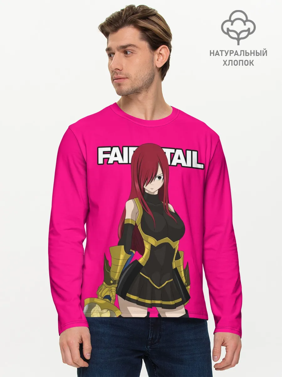 Мужской лонгслив базовый / Эльза на розовом фоне