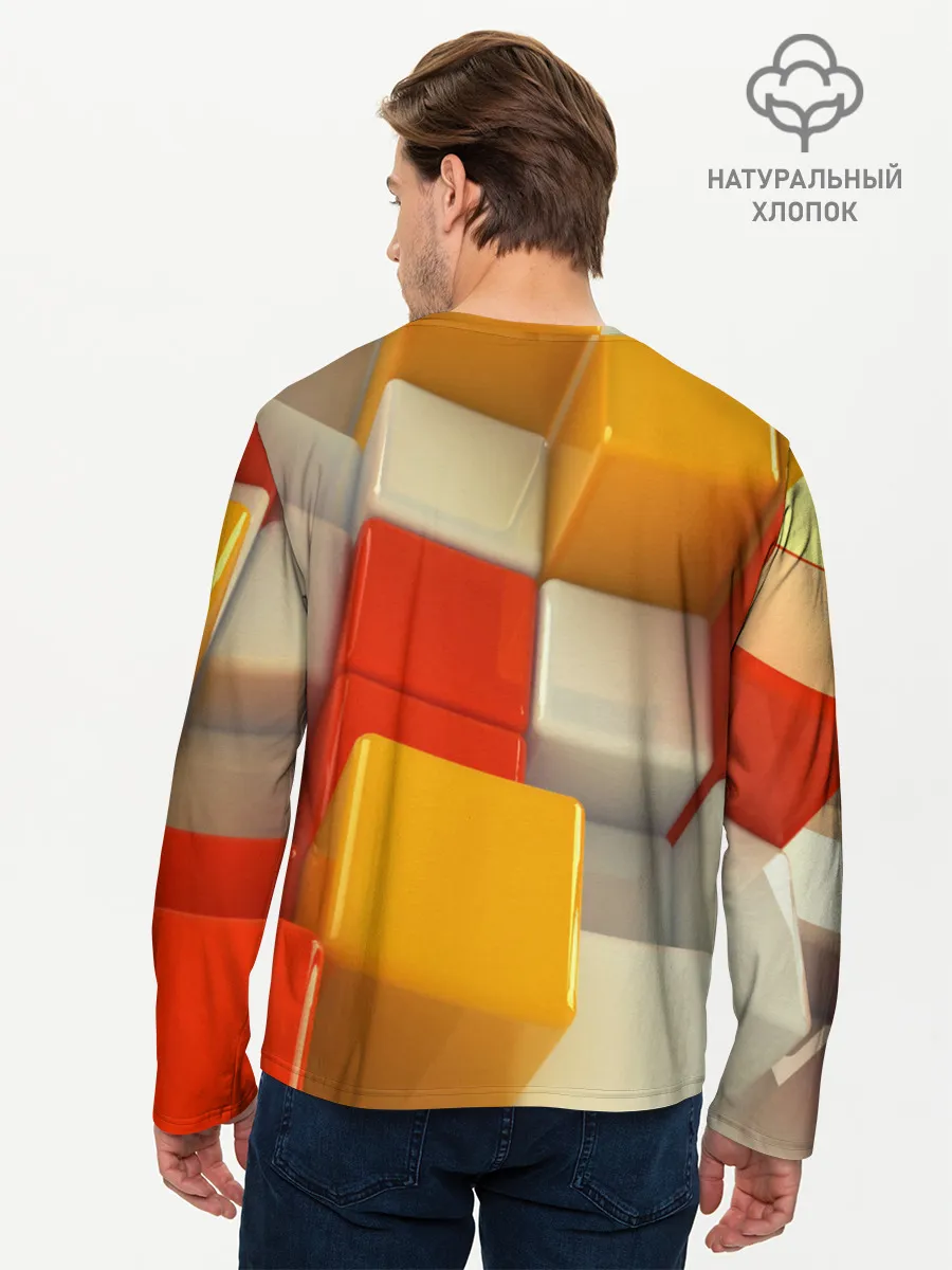 Мужской лонгслив базовый / КУБЫ 3D