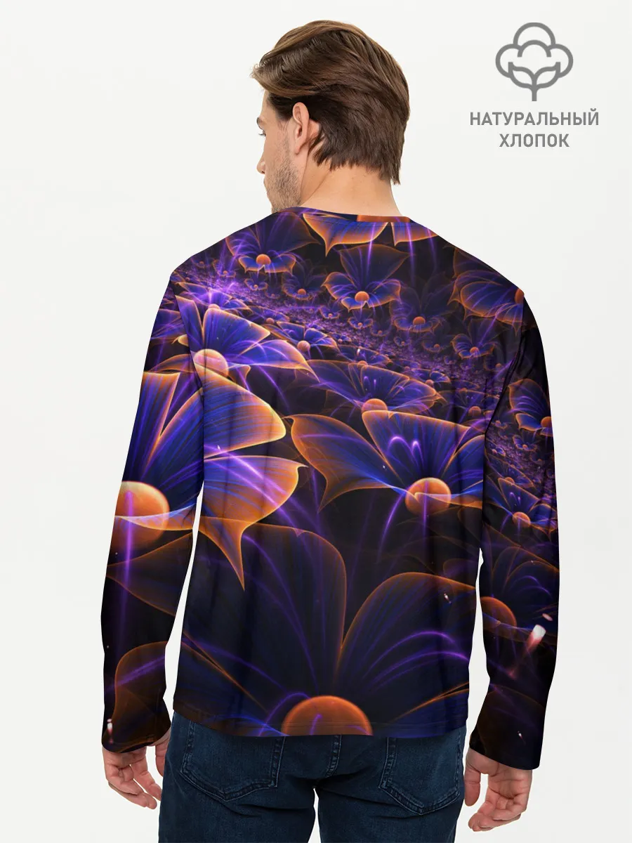 Мужской лонгслив базовый / Цветки во тьме