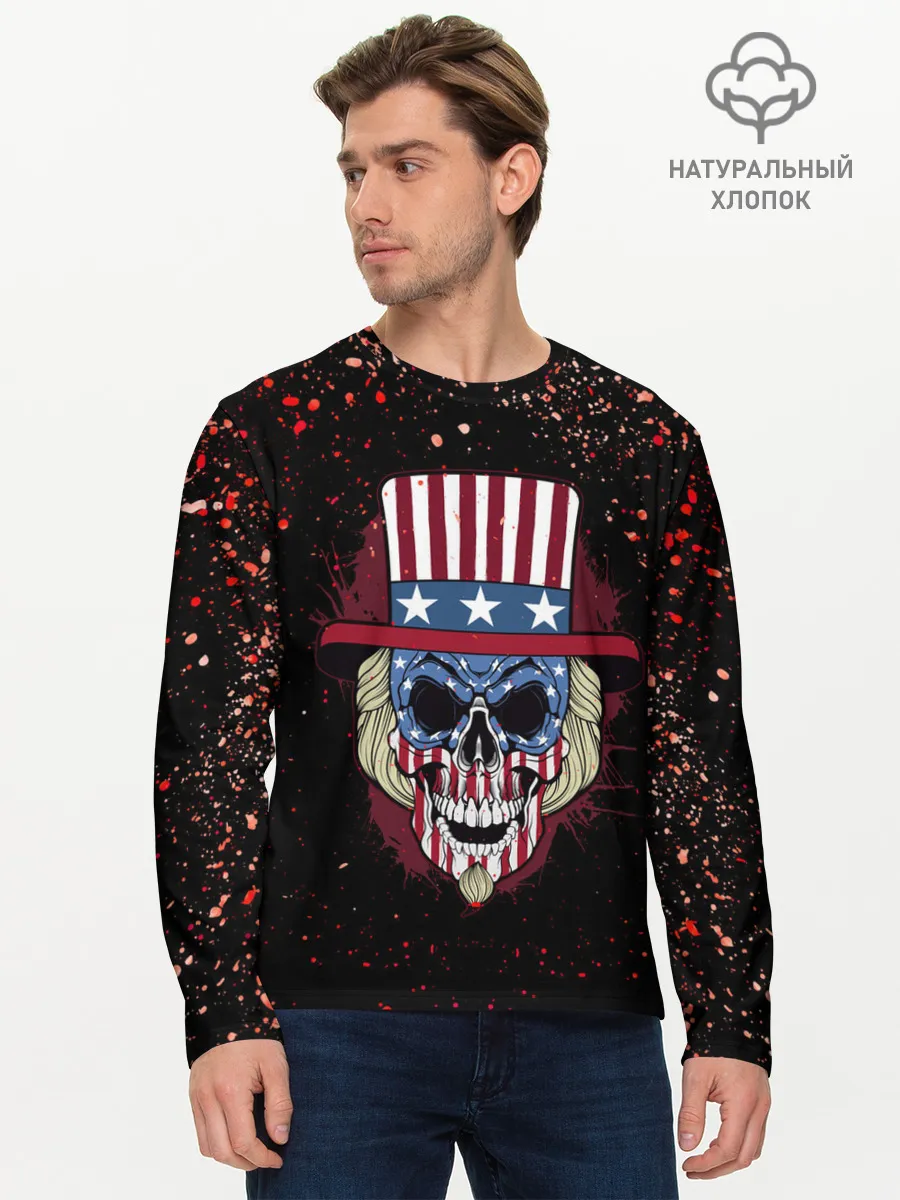 Мужской лонгслив базовый / Американский череп | American Skull