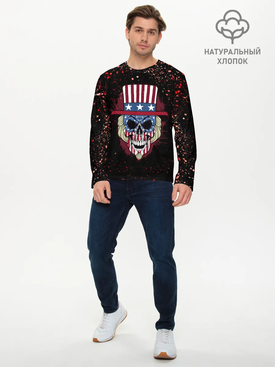 Мужской лонгслив базовый / Американский череп | American Skull