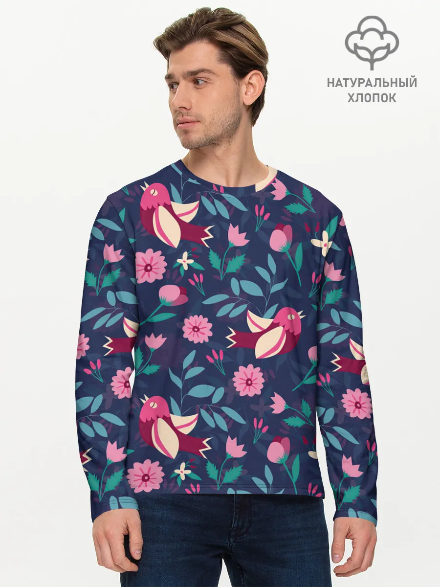 Мужской лонгслив базовый / Арт джунгли