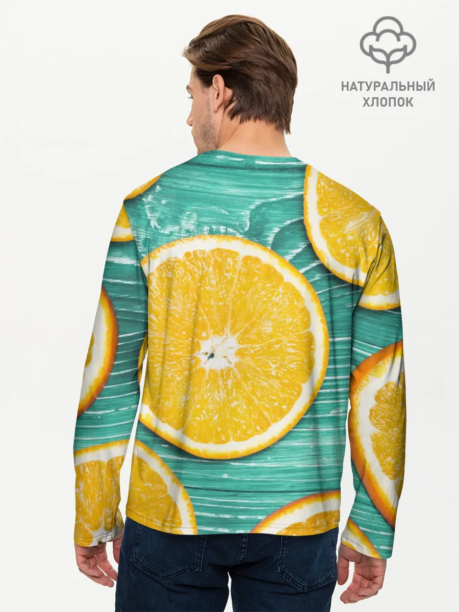 Мужской лонгслив базовый / Апельсины