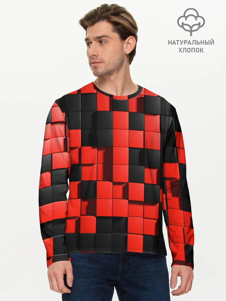 Мужской лонгслив базовый / КУБИКИ 3D