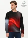 Мужской лонгслив базовый / BLACK RED WAVES | АБСТРАКЦИЯ