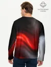 Мужской лонгслив базовый / BLACK RED WAVES | АБСТРАКЦИЯ