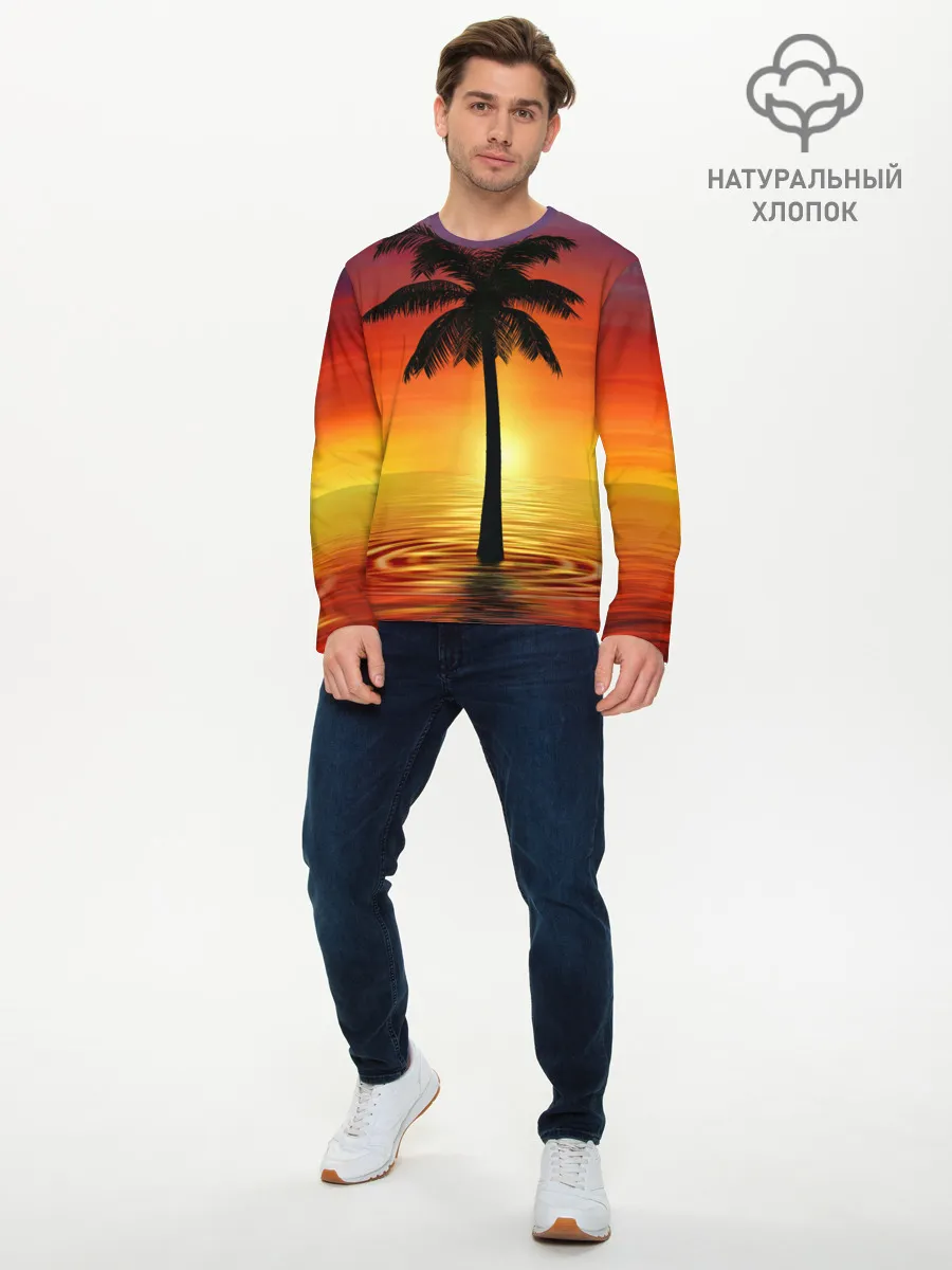 Мужской лонгслив базовый / ТРОПИЧЕСКИЕ ПАЛЬМЫ.