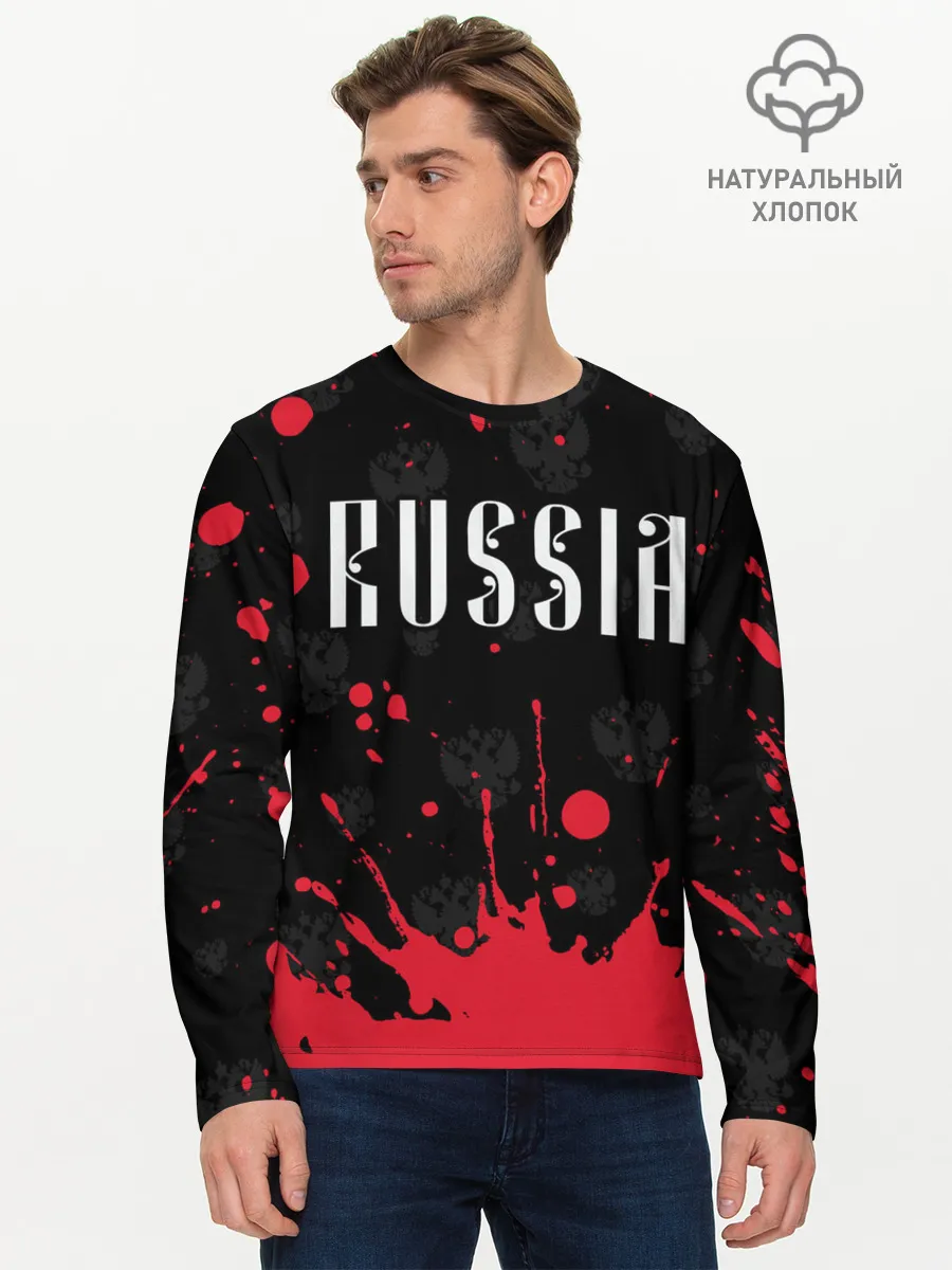 Мужской лонгслив базовый / RUSSIA / РОССИЯ