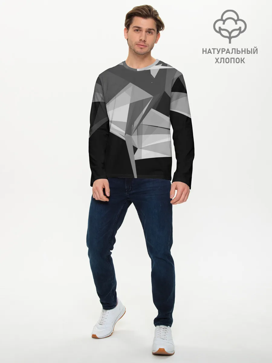 Мужской лонгслив базовый / Camo - Black & White