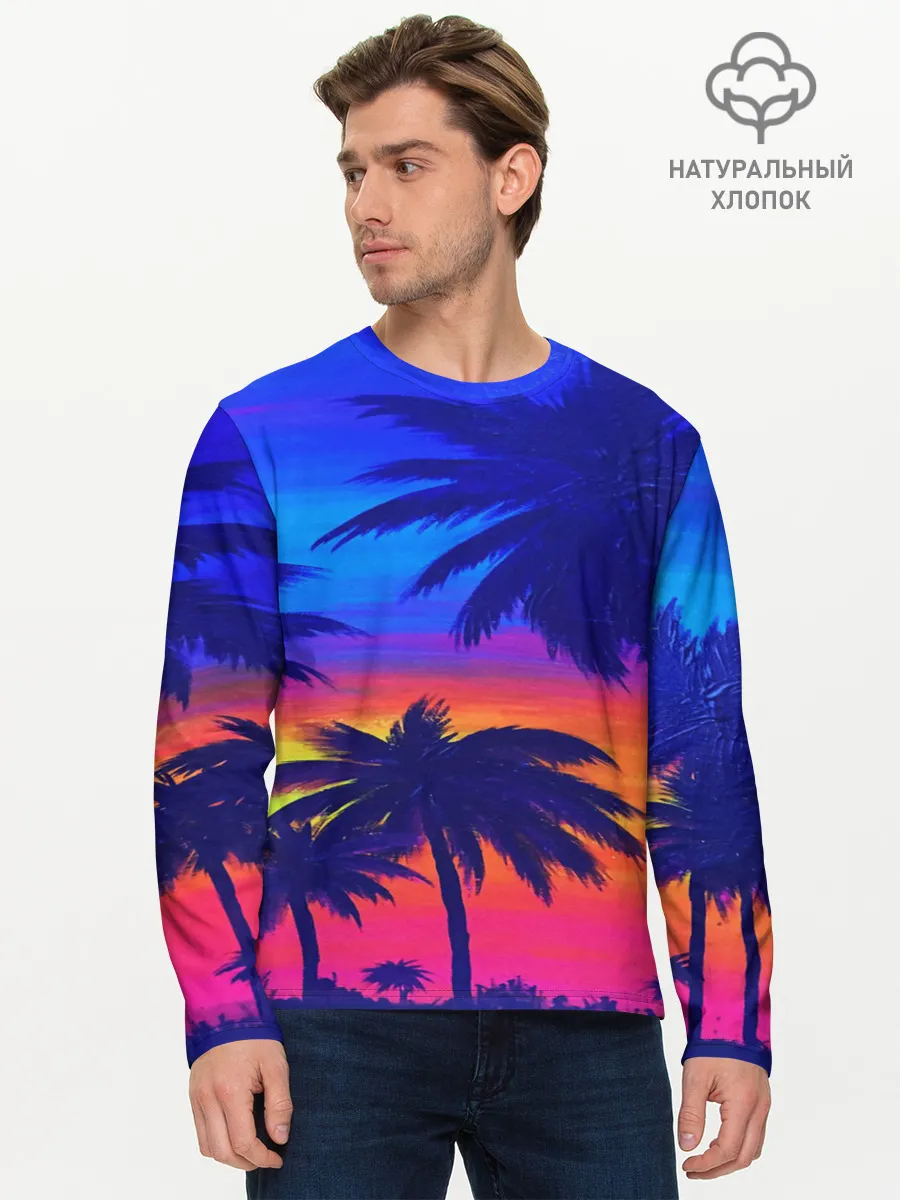 Мужской лонгслив базовый / ТРОПИКИ НЕОН