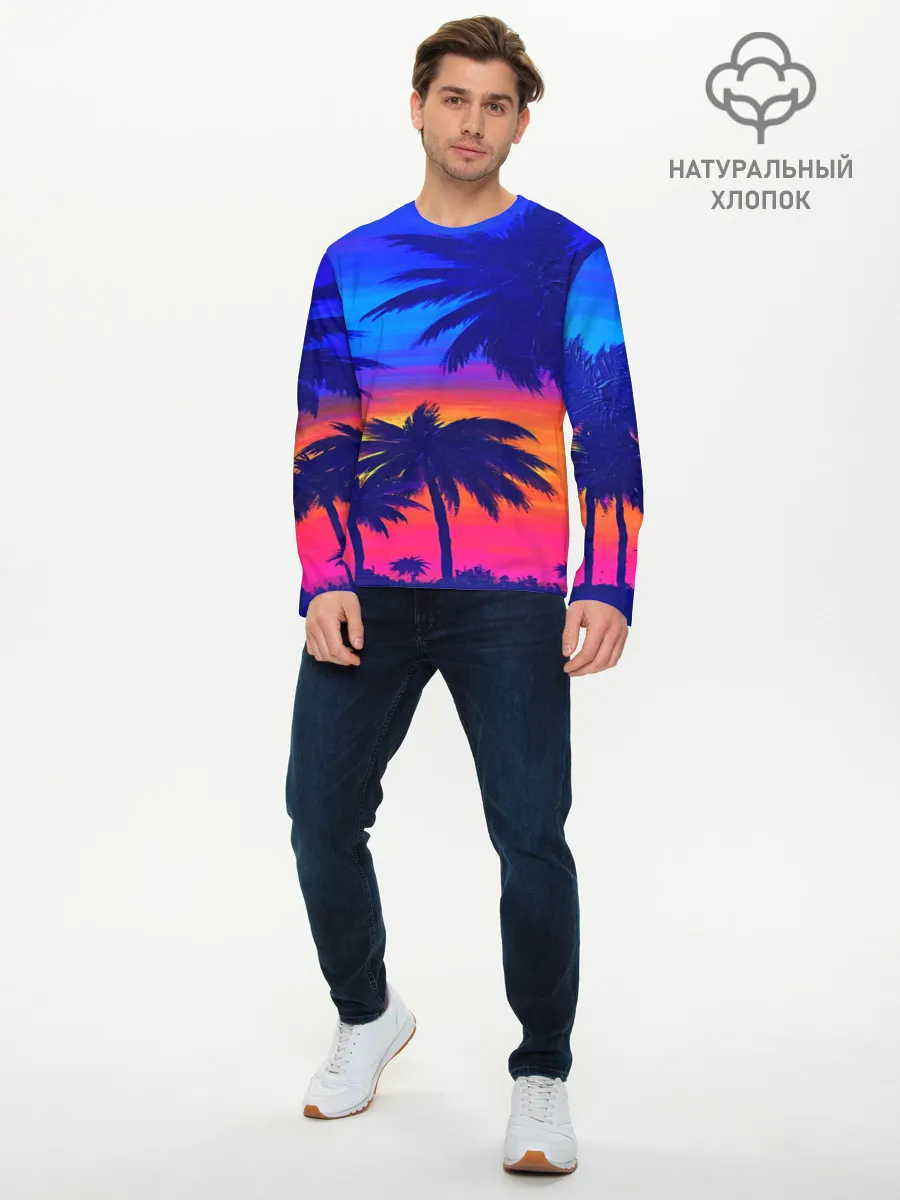Мужской лонгслив базовый / ТРОПИКИ НЕОН