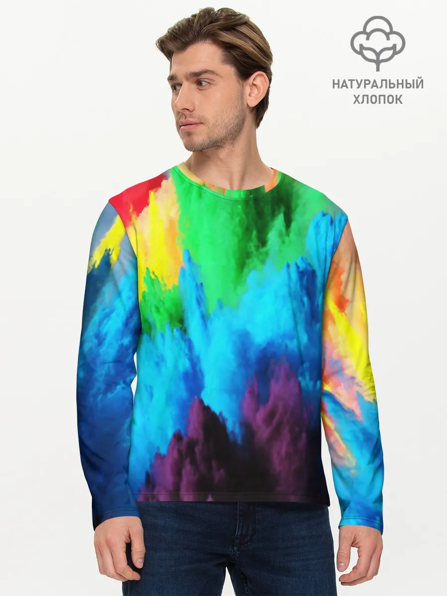 Мужской лонгслив базовый / РАЗНОЦВЕТНЫЕ КРАСКИ
