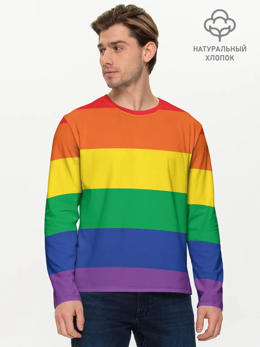 Мужской лонгслив базовый / Радуга