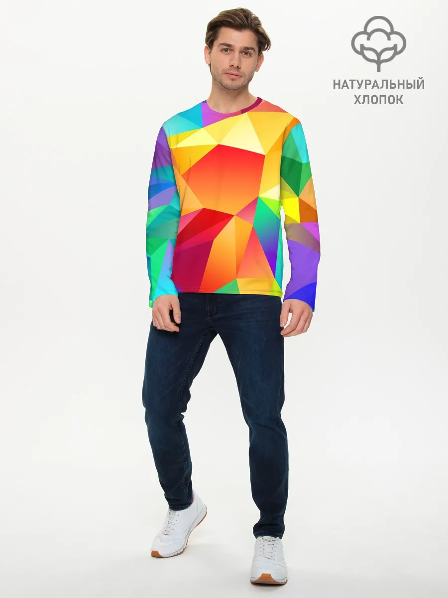 Мужской лонгслив базовый / Яркая мозаика