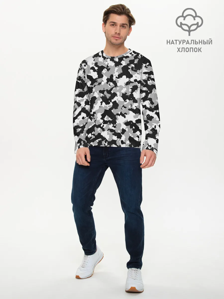 Мужской лонгслив базовый / Камуфляж | ЧБС