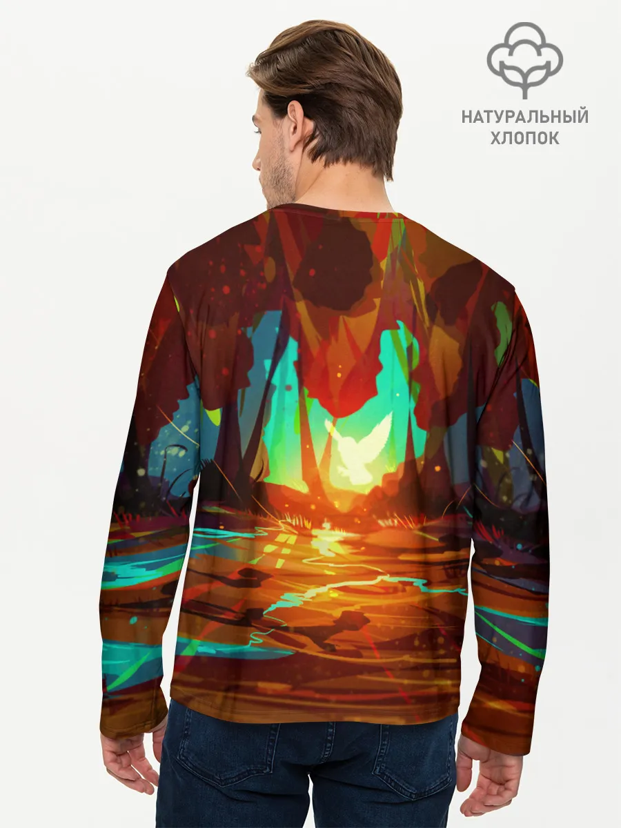 Мужской лонгслив базовый / Птица света в волшебном лесу