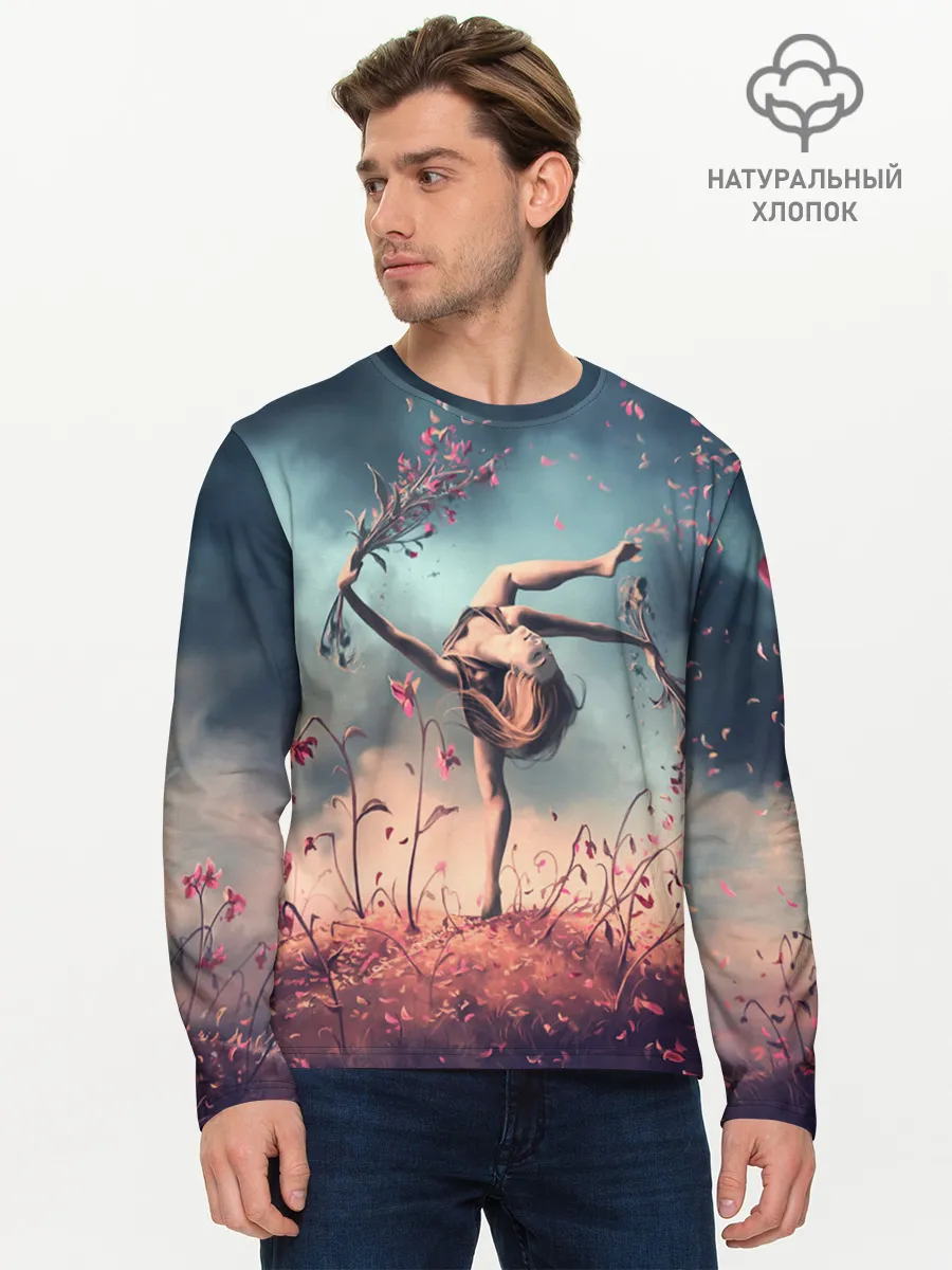 Мужской лонгслив базовый / Танцующая с цветами ведьма