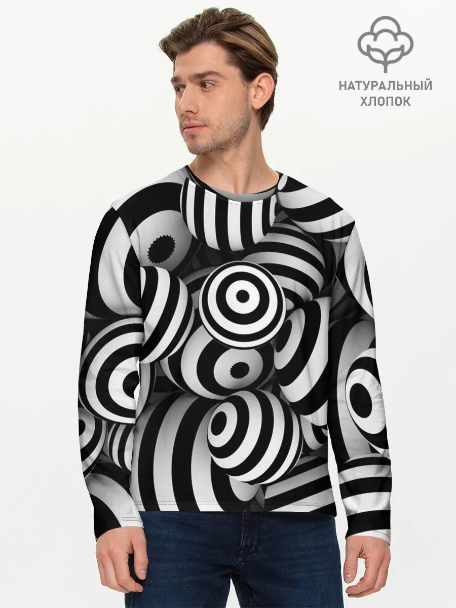 Мужской лонгслив базовый / Полосатые 3D круги