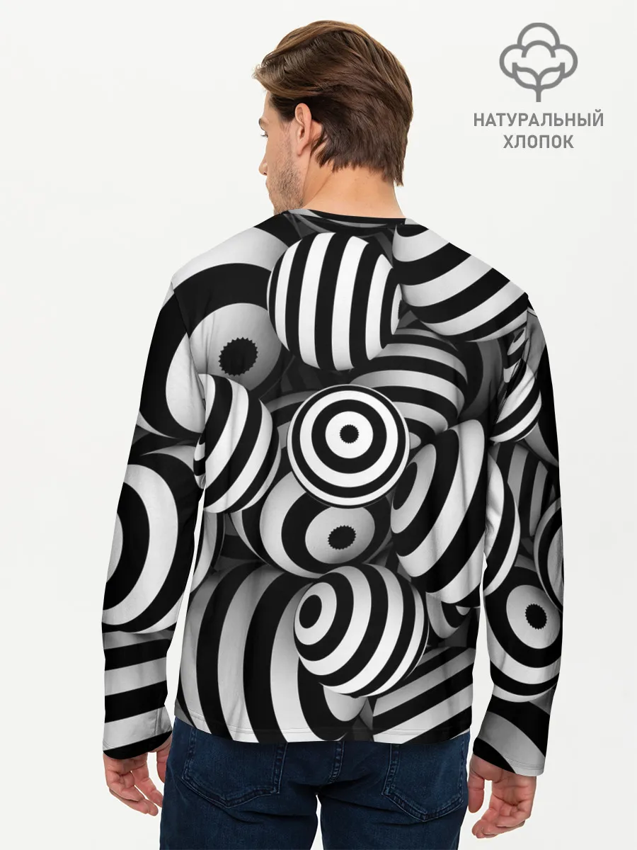 Мужской лонгслив базовый / Полосатые 3D круги