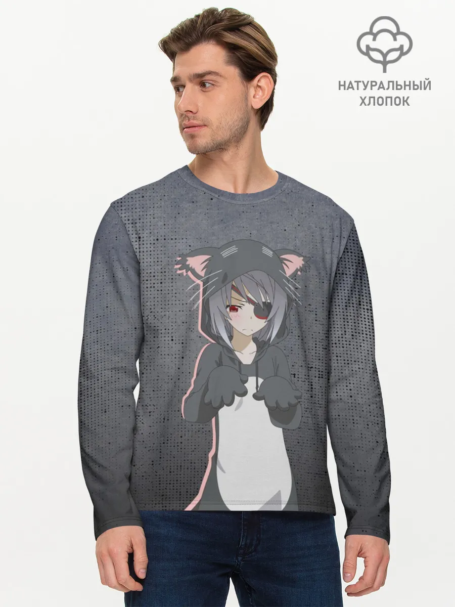 Мужской лонгслив базовый / Catgirl sadness