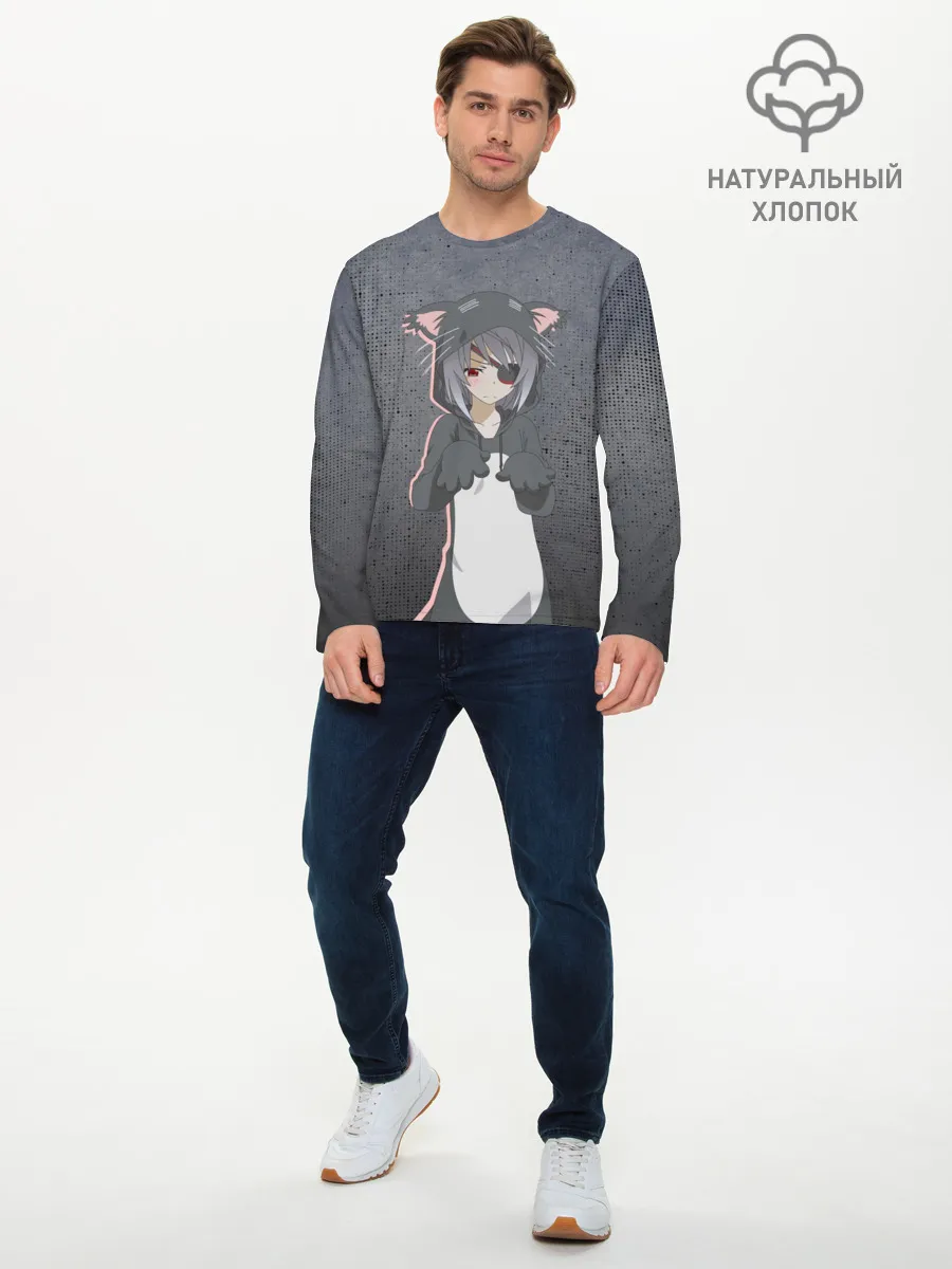 Мужской лонгслив базовый / Catgirl sadness