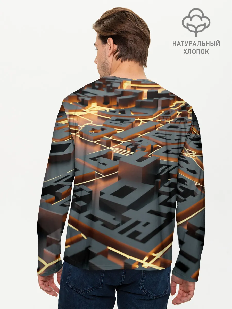 Мужской лонгслив базовый / 3D абстрактная схема