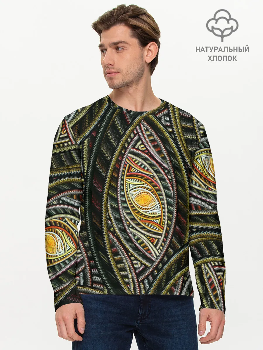 Мужской лонгслив базовый / Абстракция глаз узор линии