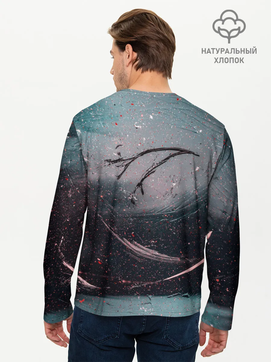 Мужской лонгслив базовый / Абстракция краска разводы кап