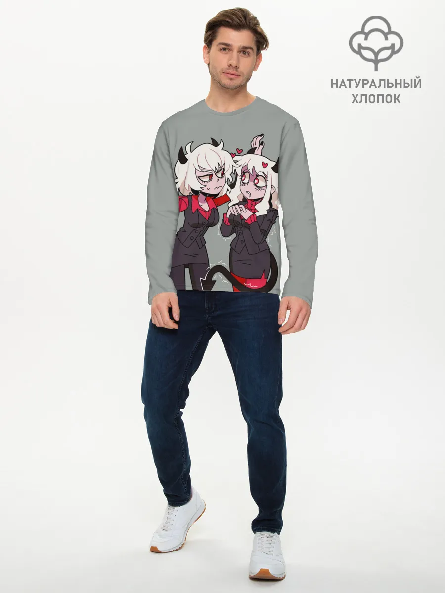 Мужской лонгслив базовый / Здрада разговаривает Helltaker