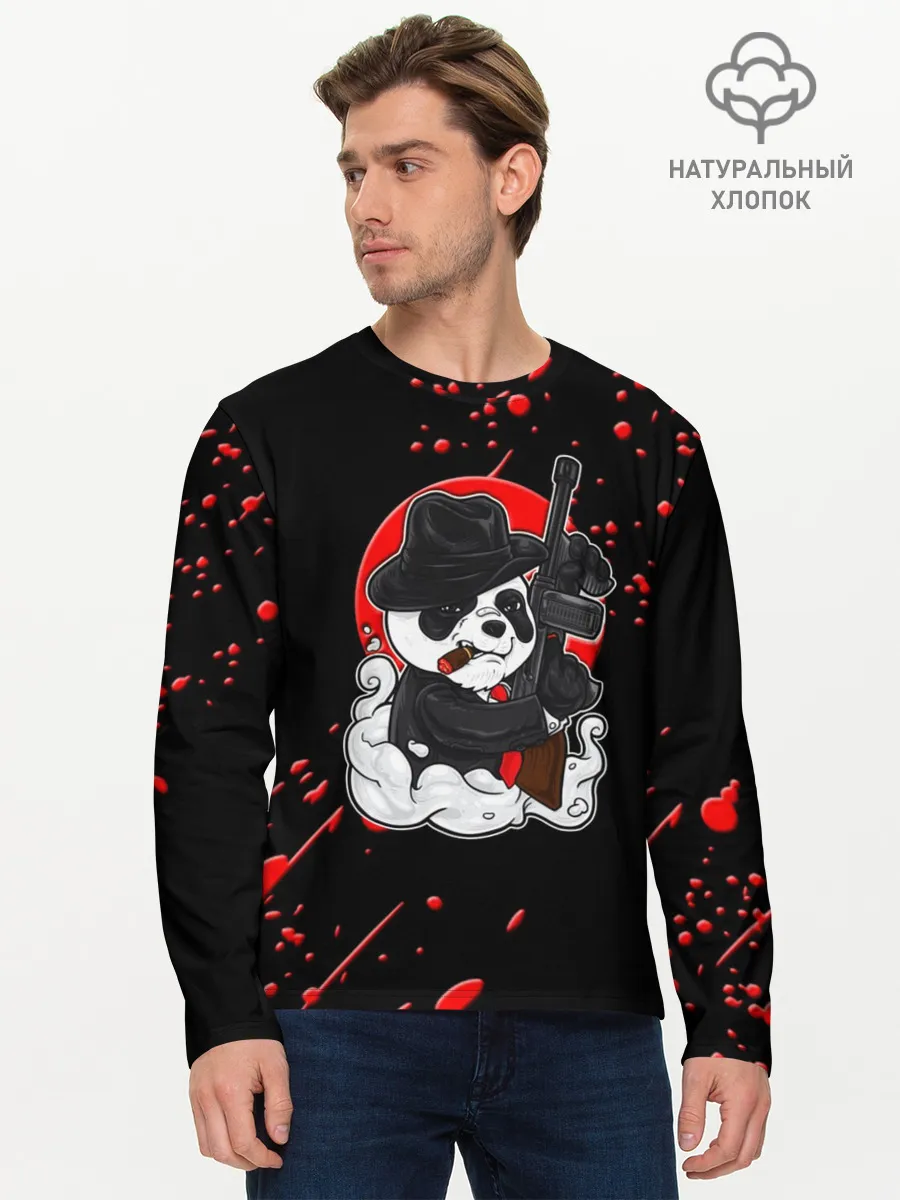 Мужской лонгслив базовый / Панда Мафиози