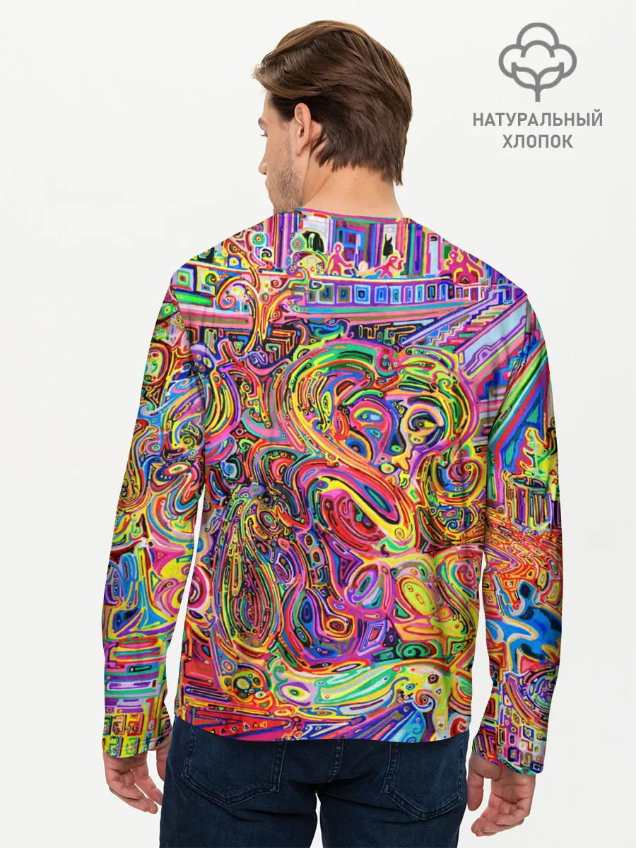 Мужской лонгслив базовый / НЕОНОВЫЕ ЛИНИИ / АБСТРАКЦИЯ