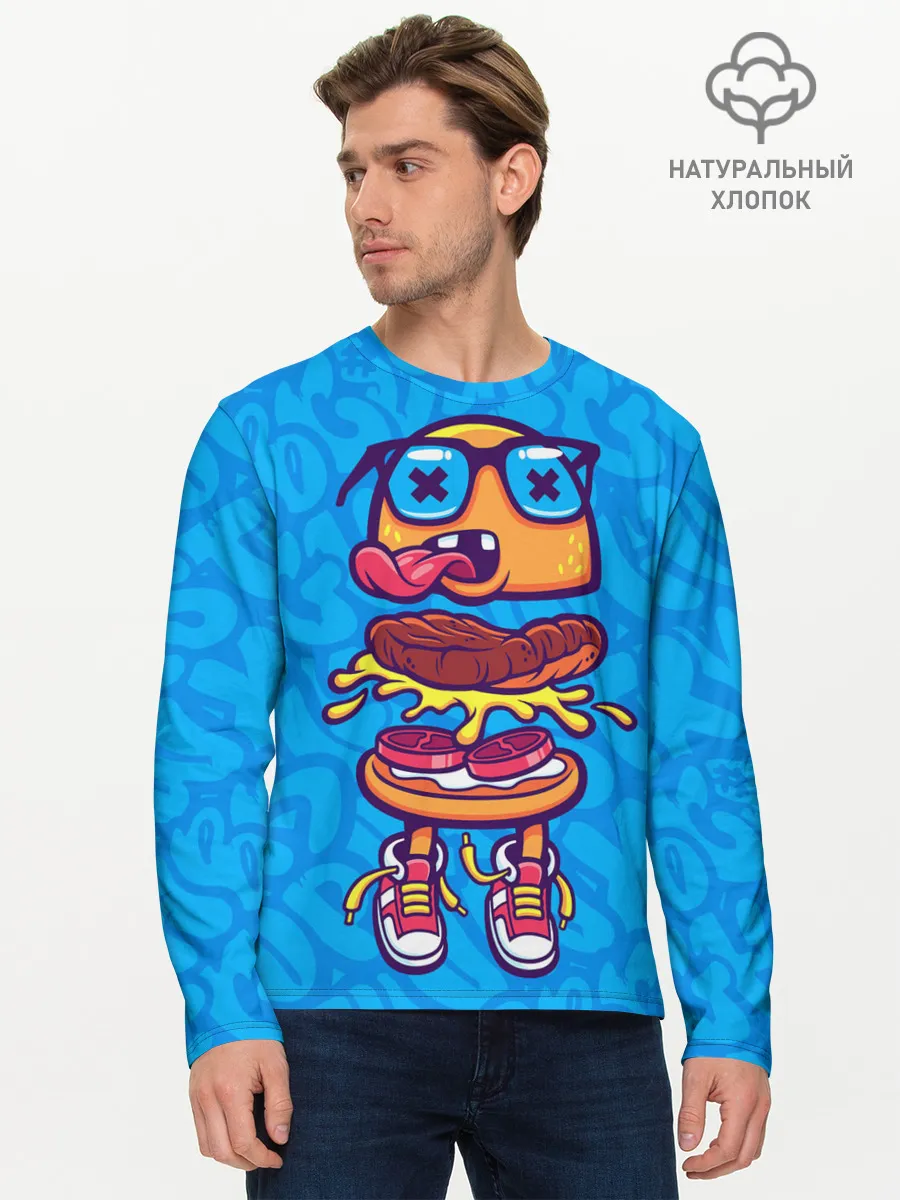 Мужской лонгслив базовый / Бутерброд монстрик